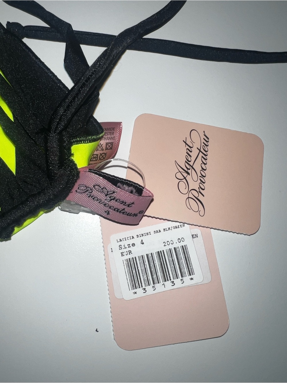 Agent Provocateur Black Bikini with Green Striped Cups New - Picture 4 of 8